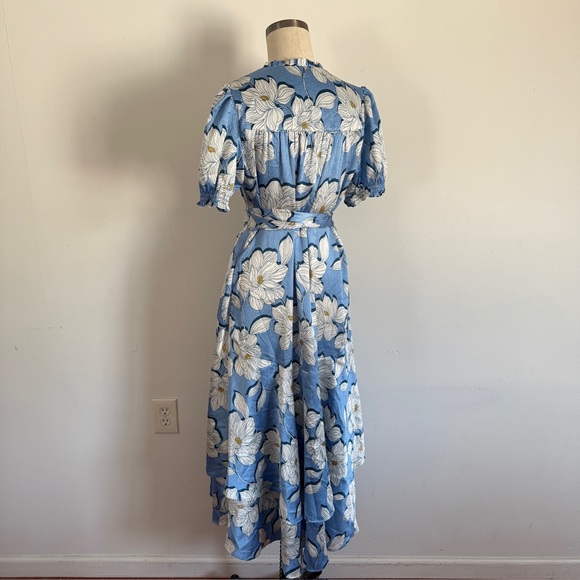 Draper James Blue Floral Midi Wrap Dress - size 8 - Picture 3 of 5